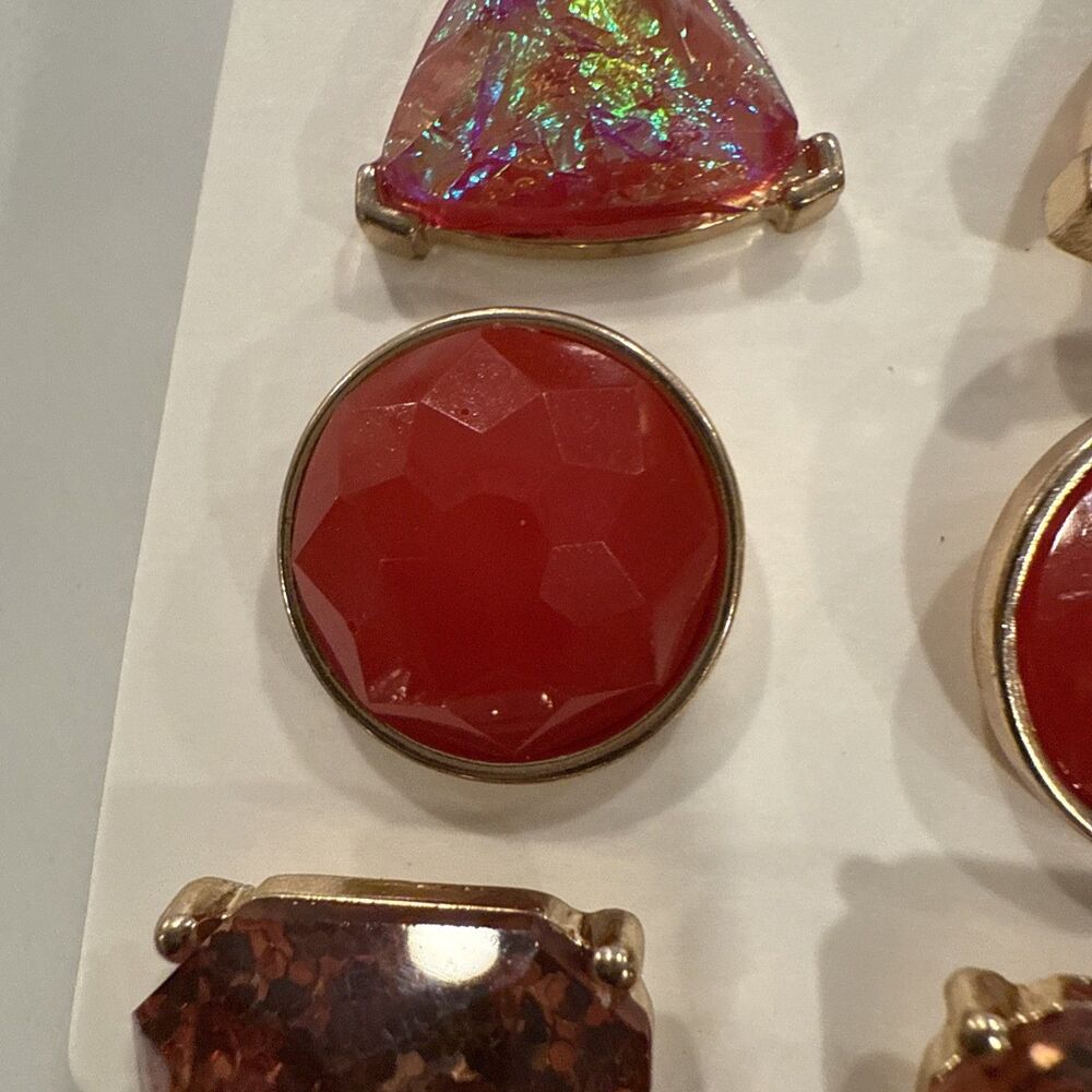 Mia Collection Costume Jewelry 3 Sets Red Earrings Post NEW - Picture 3 of 6